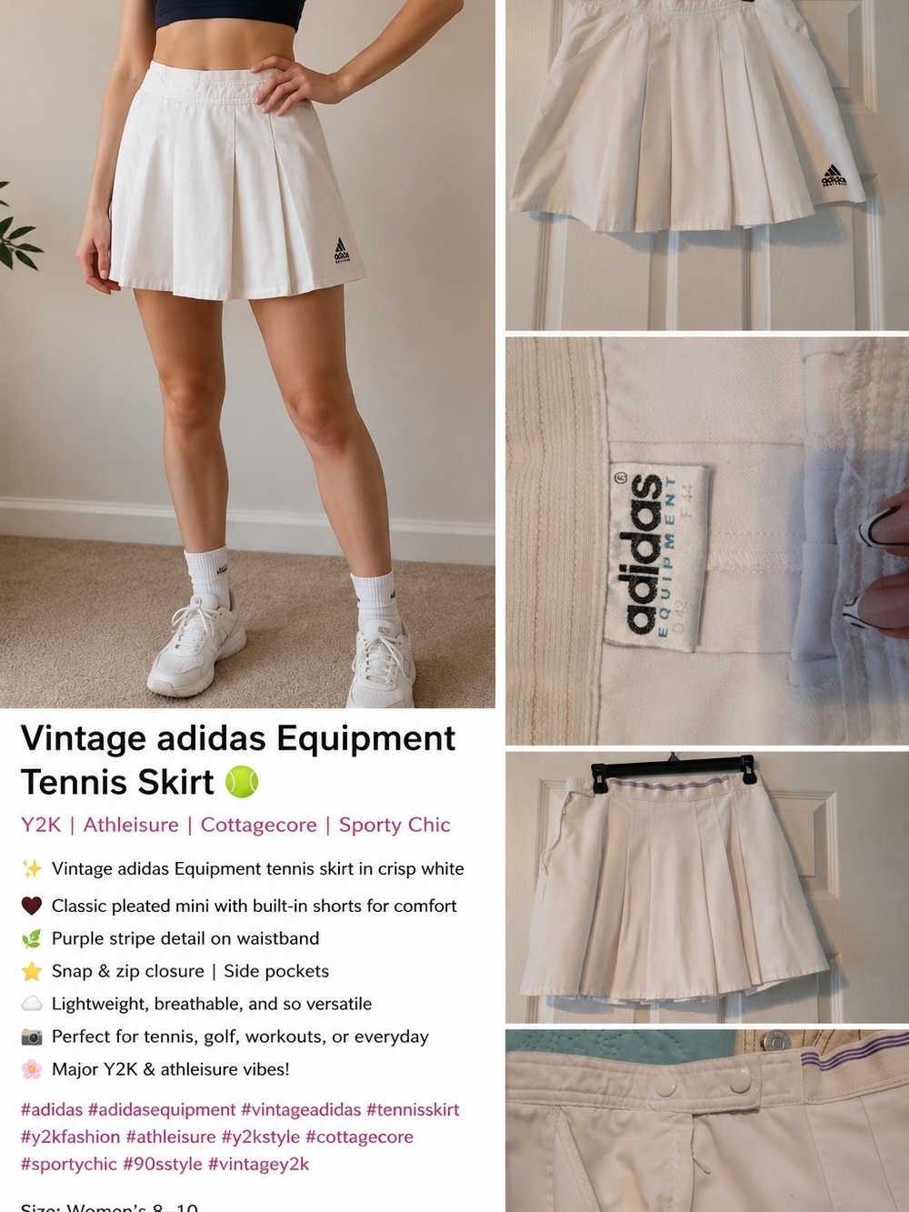 🎾✨ Vintage Adidas Equipment Tennis/Golf Skirt | Y2K Athleisure Pleated Mini